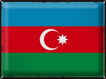 Signe en étain drapeau de l'Azerbaïdjan, 40x30cm, rétro, Azerbaïdjan 1