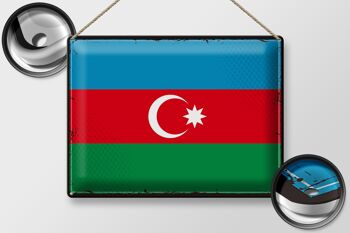 Signe en étain drapeau de l'Azerbaïdjan, 40x30cm, rétro, Azerbaïdjan 2