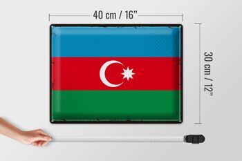 Signe en étain drapeau de l'Azerbaïdjan, 40x30cm, rétro, Azerbaïdjan 4
