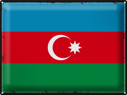 Blechschild Flagge Aserbaidschan 40x30cm Retro Azerbaijan