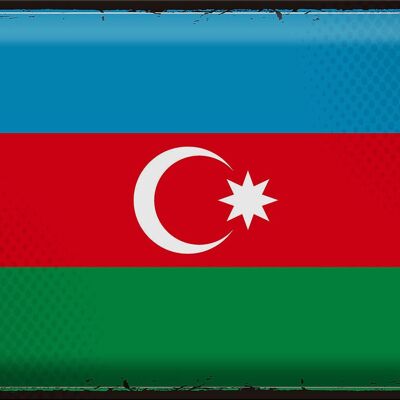 Targa in metallo Bandiera dell'Azerbaigian 40x30 cm Retro Azerbaigian