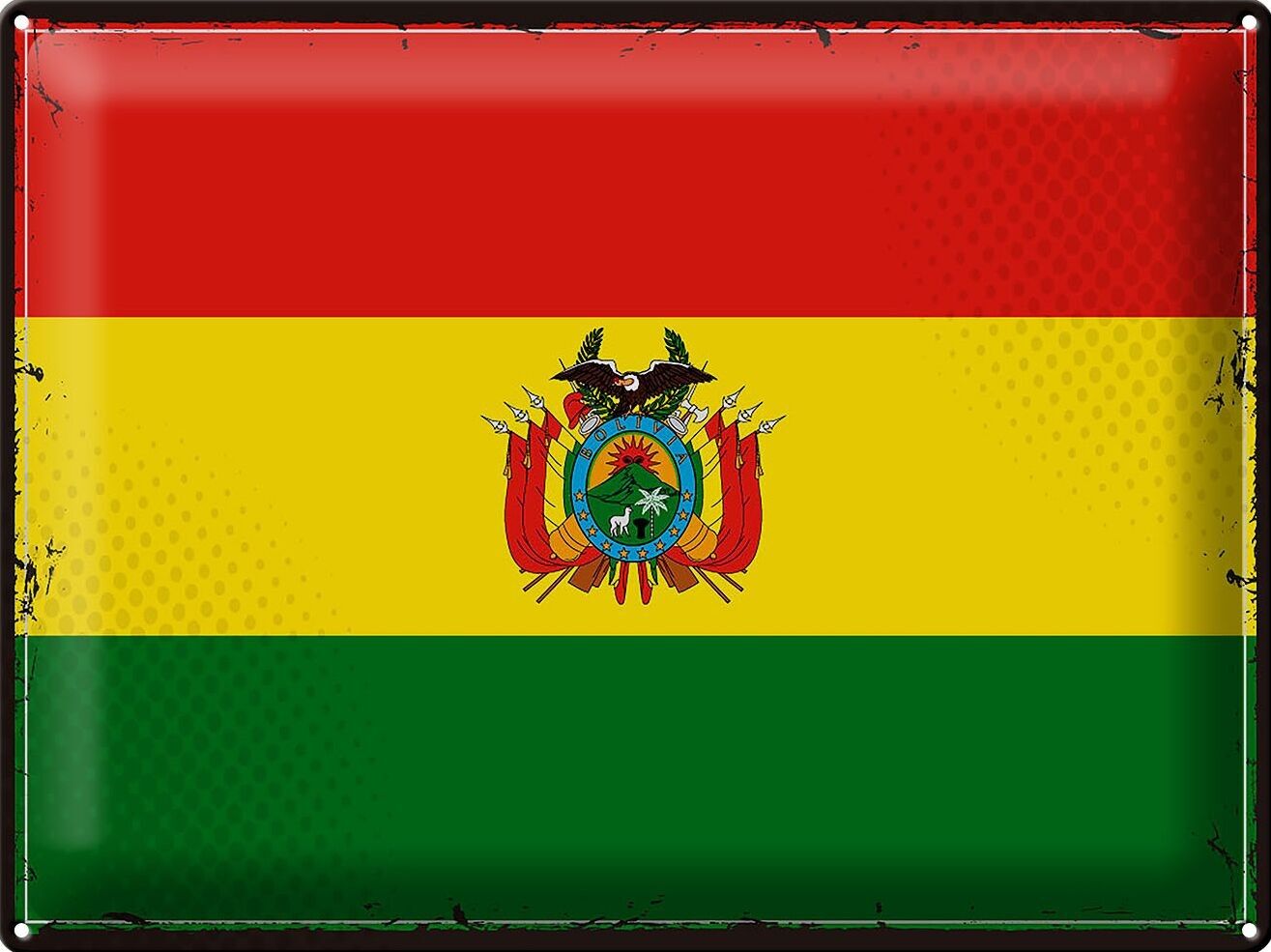 Blechschild Flagge Bolivien 40x30cm Retro Flag of Bolivia