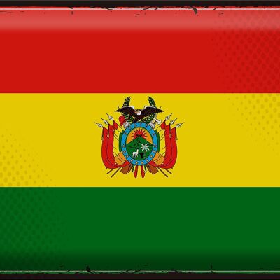 Cartel de chapa Bandera de Bolivia 40x30cm Bandera Retro de Bolivia