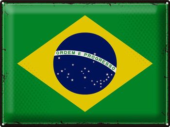 Signe en étain drapeau du Brésil 40x30cm, drapeau rétro du Brésil 1