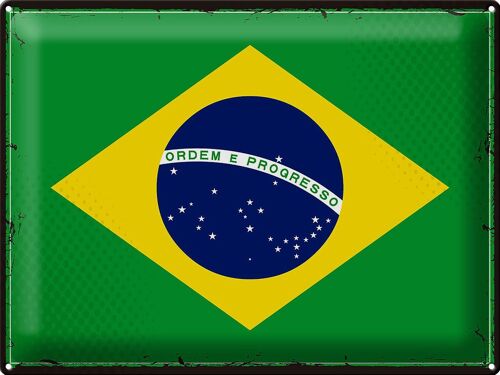 Blechschild Flagge Brasilien 40x30cm Retro Flag of Brazil