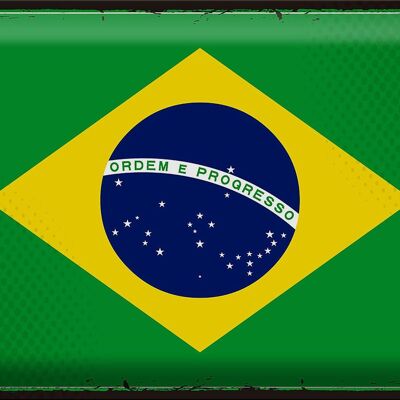 Cartel de chapa Bandera de Brasil 40x30cm Bandera Retro de Brasil
