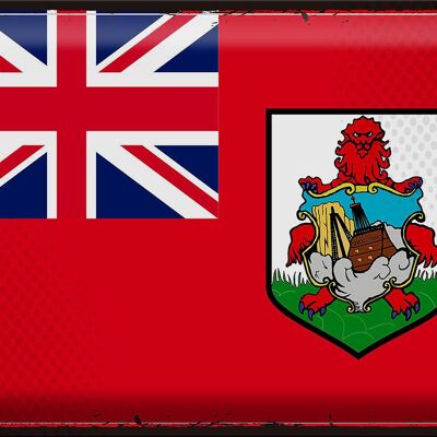 Cartel de chapa Bandera de Bermudas 40x30cm Bandera Retro de Bermudas