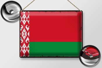 Signe en étain drapeau biélorussie 40x30cm, drapeau rétro biélorussie 2