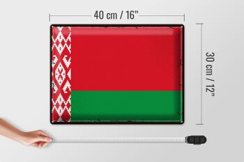 Signe en étain drapeau biélorussie 40x30cm, drapeau rétro biélorussie 4