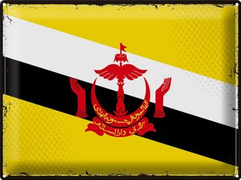 Drapeau en étain du Brunei, 40x30cm, drapeau rétro du Brunei 1