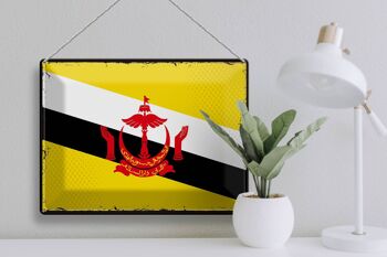 Drapeau en étain du Brunei, 40x30cm, drapeau rétro du Brunei 3