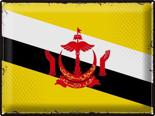 Blechschild Flagge Brunei 40x30cm Retro Flag of Brunei