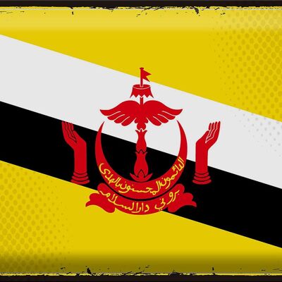 Targa in metallo Flag Brunei 40x30 cm Bandiera retrò del Brunei