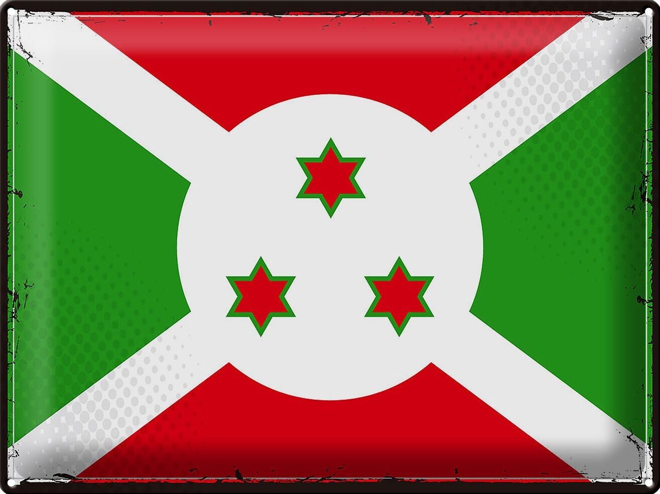 Targa in metallo Bandiera del Burundi 40x30 cm Bandiera retrò del Burundi