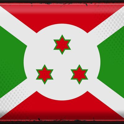 Signe en étain drapeau du Burundi 40x30cm drapeau rétro du Burundi