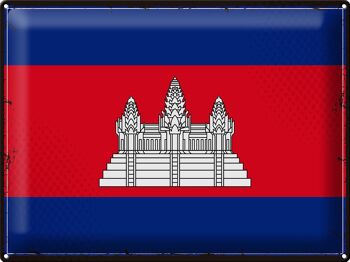 Signe en étain drapeau Cambodge 40x30cm drapeau rétro Cambodge 1