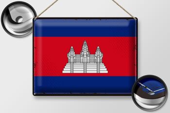 Signe en étain drapeau Cambodge 40x30cm drapeau rétro Cambodge 2
