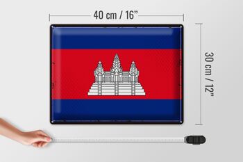 Signe en étain drapeau Cambodge 40x30cm drapeau rétro Cambodge 4