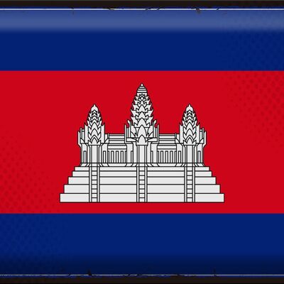 Cartel de chapa Bandera de Camboya 40x30cm Bandera Retro de Camboya