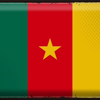 Targa in metallo Bandiera Camerun 40x30 cm Bandiera retrò del Camerun