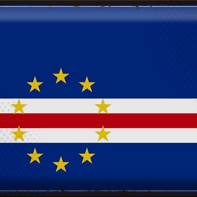 Signe en étain drapeau Cap-Vert 40x30cm drapeau rétro Cap-Vert