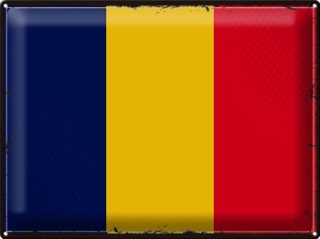 Signe en étain drapeau du tchad, 40x30cm, drapeau rétro du tchad 1