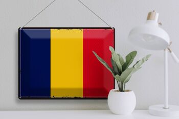 Signe en étain drapeau du tchad, 40x30cm, drapeau rétro du tchad 3