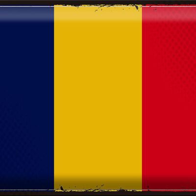 Blechschild Flagge Tschad 40x30cm Retro Flag of Chad