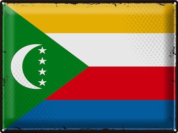 Signe en étain drapeau Comores 40x30cm, drapeau rétro Comores 1