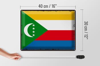 Signe en étain drapeau Comores 40x30cm, drapeau rétro Comores 4