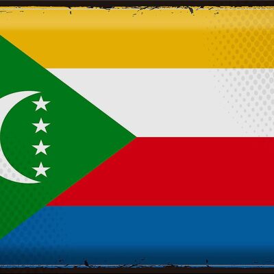 Cartel de chapa Bandera Comoras 40x30cm Bandera Retro Comoras