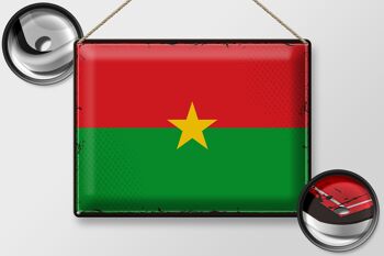 Signe en étain drapeau Burkina Faso 40x30cm rétro Burkina Faso 2