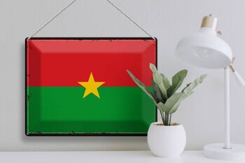 Signe en étain drapeau Burkina Faso 40x30cm rétro Burkina Faso 3