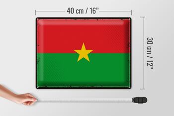 Signe en étain drapeau Burkina Faso 40x30cm rétro Burkina Faso 4