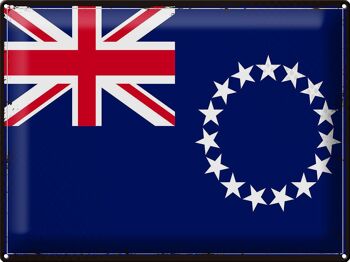 Panneau en étain drapeau des îles Cook, 40x30cm, rétro, îles Cook 1