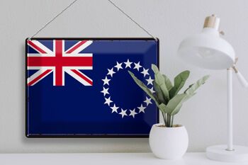 Panneau en étain drapeau des îles Cook, 40x30cm, rétro, îles Cook 3