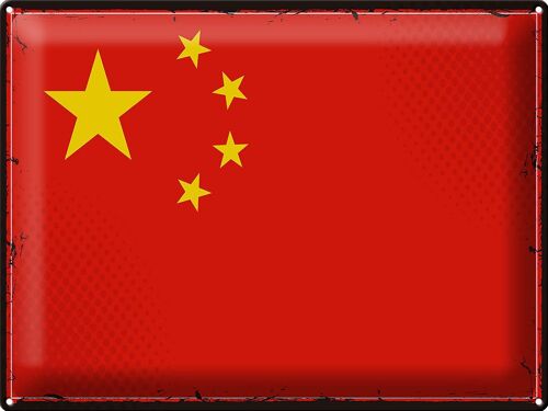 Blechschild Flagge China 40x30cm Retro Flag of China
