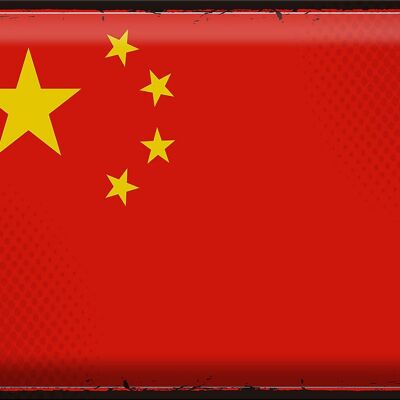 Targa in metallo Bandiera Cina 40x30 cm Bandiera retrò della Cina
