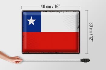 Drapeau en étain du Chili, 40x30cm, drapeau rétro du Chili 4