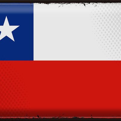 Targa in metallo Bandiera Cile 40x30 cm Bandiera retrò del Cile