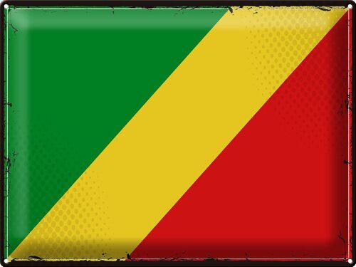 Blechschild Flagge Kongo 40x30cm Retro Flag of the Congo