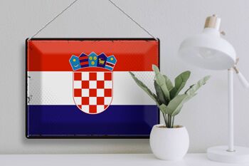 Drapeau en étain de la croatie, 40x30cm, drapeau rétro de la croatie 3
