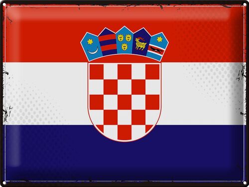 Blechschild Flagge Kroatien 40x30cm Retro Flag of Croatia