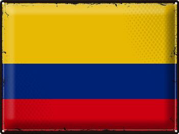 Signe en étain drapeau colombie 40x30cm drapeau rétro colombie 1