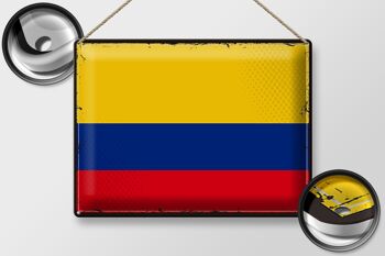 Signe en étain drapeau colombie 40x30cm drapeau rétro colombie 2