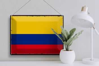Signe en étain drapeau colombie 40x30cm drapeau rétro colombie 3