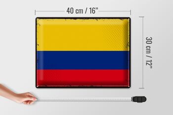 Signe en étain drapeau colombie 40x30cm drapeau rétro colombie 4