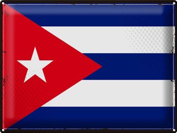 Signe en étain drapeau de Cuba 40x30cm, drapeau rétro de Cuba 1