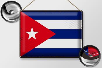 Signe en étain drapeau de Cuba 40x30cm, drapeau rétro de Cuba 2