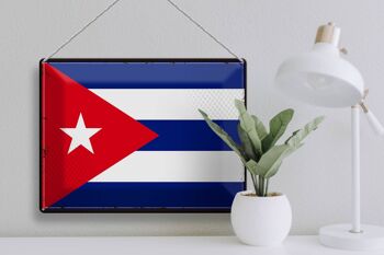 Signe en étain drapeau de Cuba 40x30cm, drapeau rétro de Cuba 3